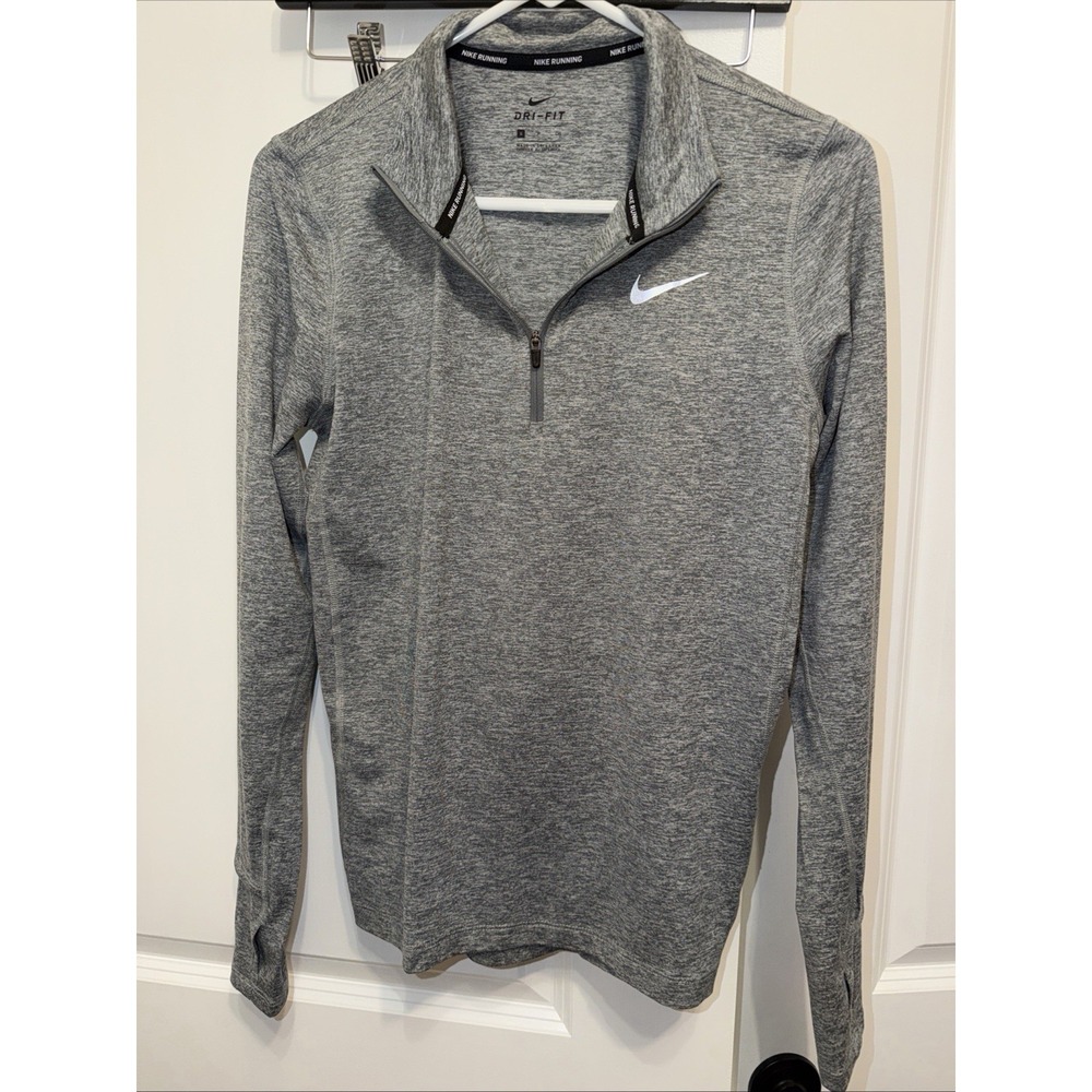 Nike‎ Dri Fit Gray Long Sleeve 1/4 Zip Athletic Top Women's Sz Sm